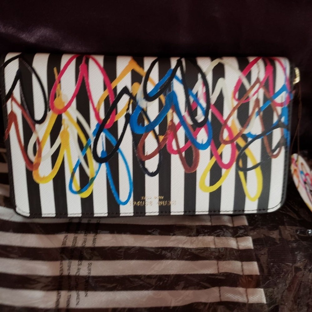 Henri Bendel Love Stripe Zip Continental Wallet